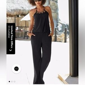 Like New Boston Proper halter top wide leg jumpsuit size XXS